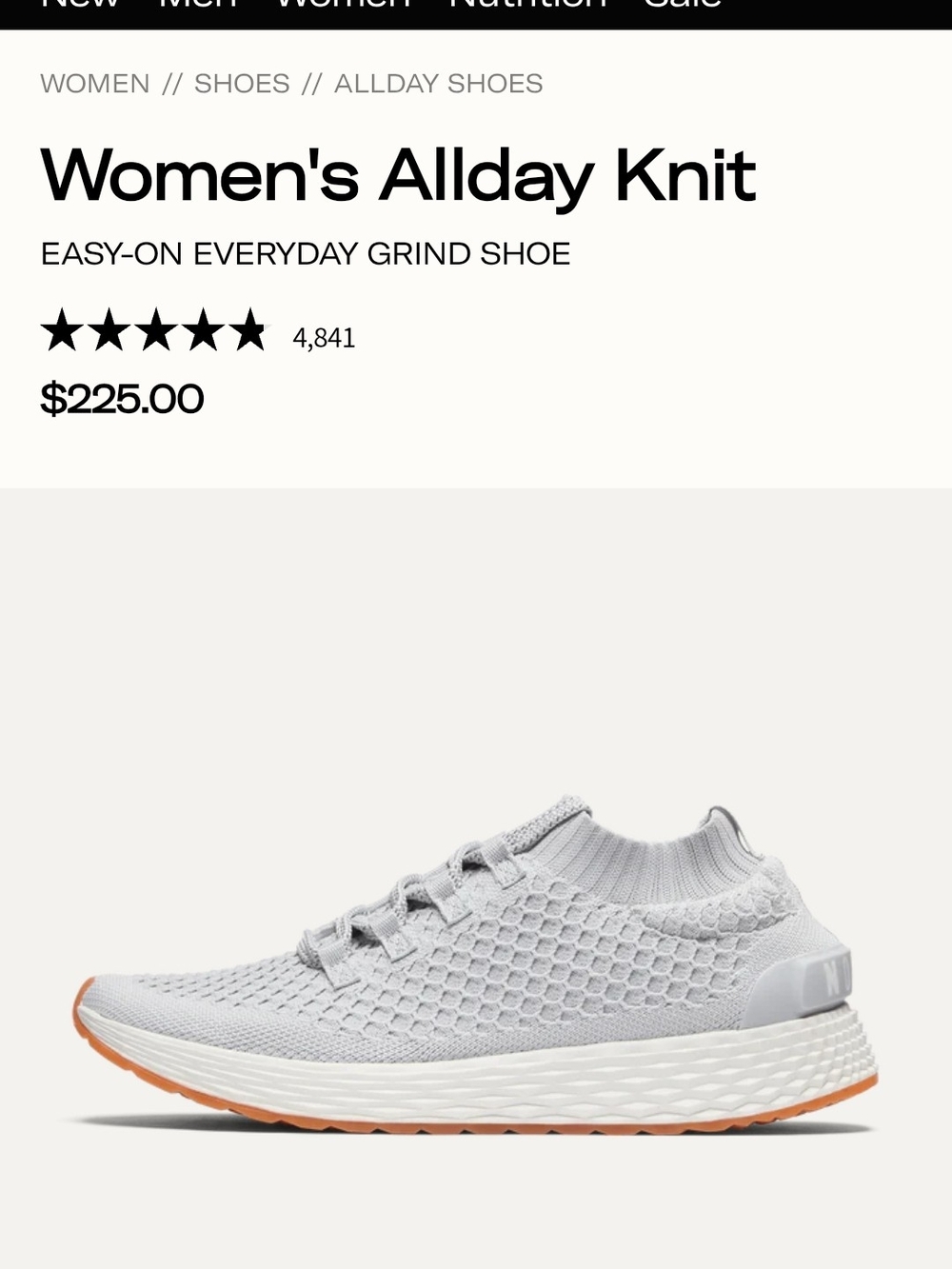 NOBULL Women's Allday Knit Sneaker - Light Gray with Gum Outsole